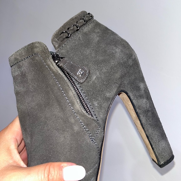 Auth Chanel gray suede ankle booties - Picture 9 of 10